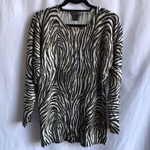 In-Knit zebra stripe tunic-length sweater, size M